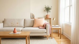 Tidy living room being prepped for a deep clean in the Triangle, NC